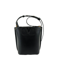 Vlogo Bucket Bag Black Leather