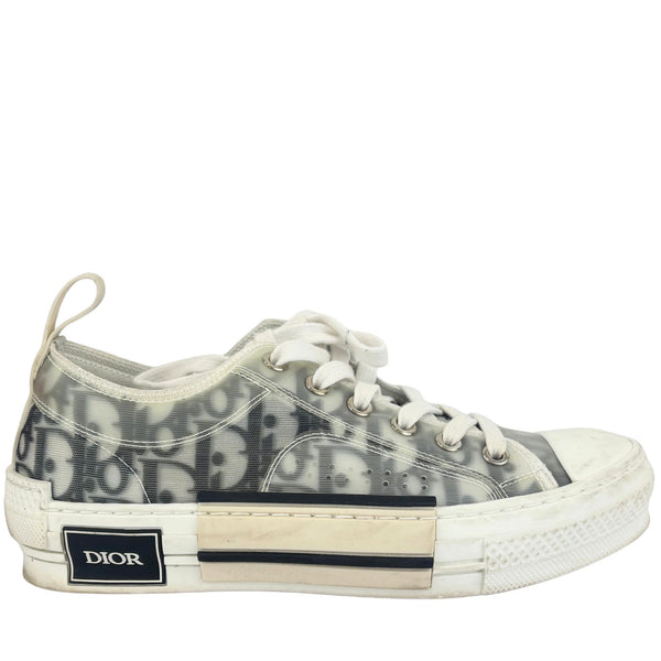 B23 Low Top Sneakers in White Black Oblique Technical Canvas Size 36