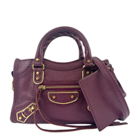 Metallic Edge Nano City Purple Goatskin Leather GHW