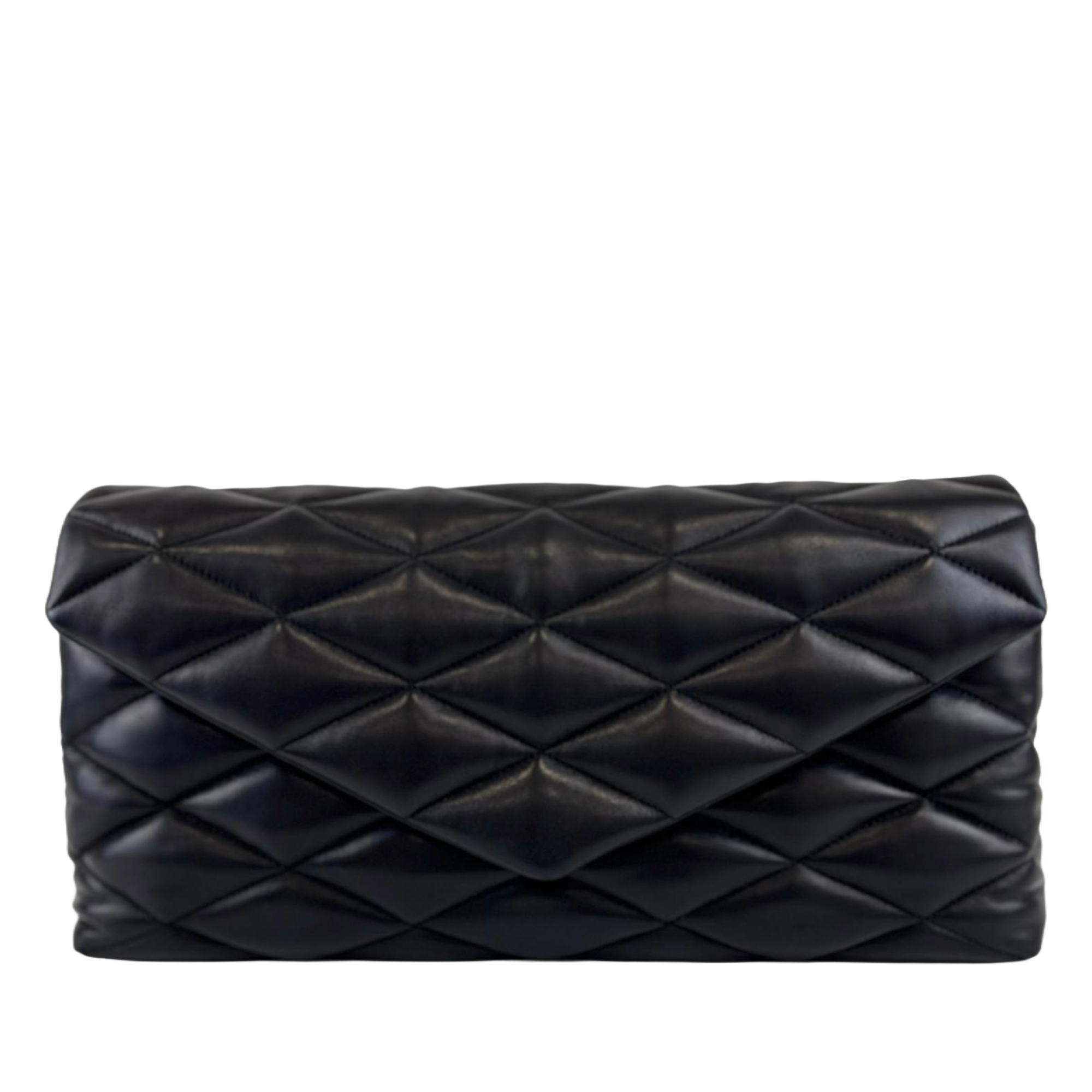 Large Sade Puffer Envelope Clutch Bag Black Quilted Lambskin