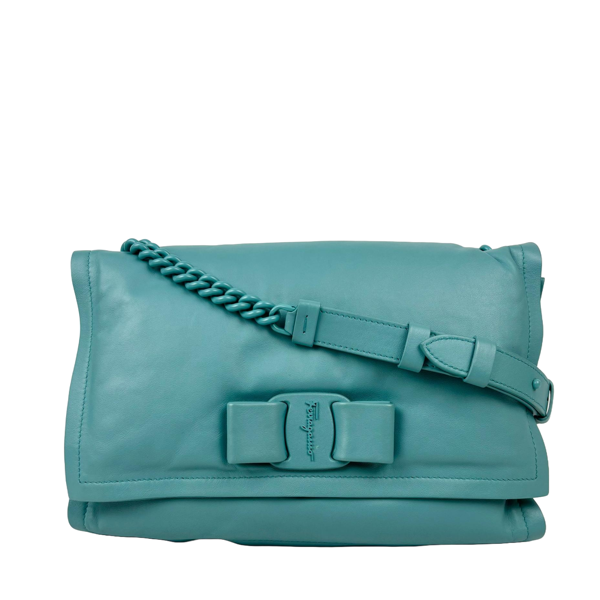 Tyrone Turquoise Puffy Leather Viva Bow (S) Shoulder Bag – Glampot