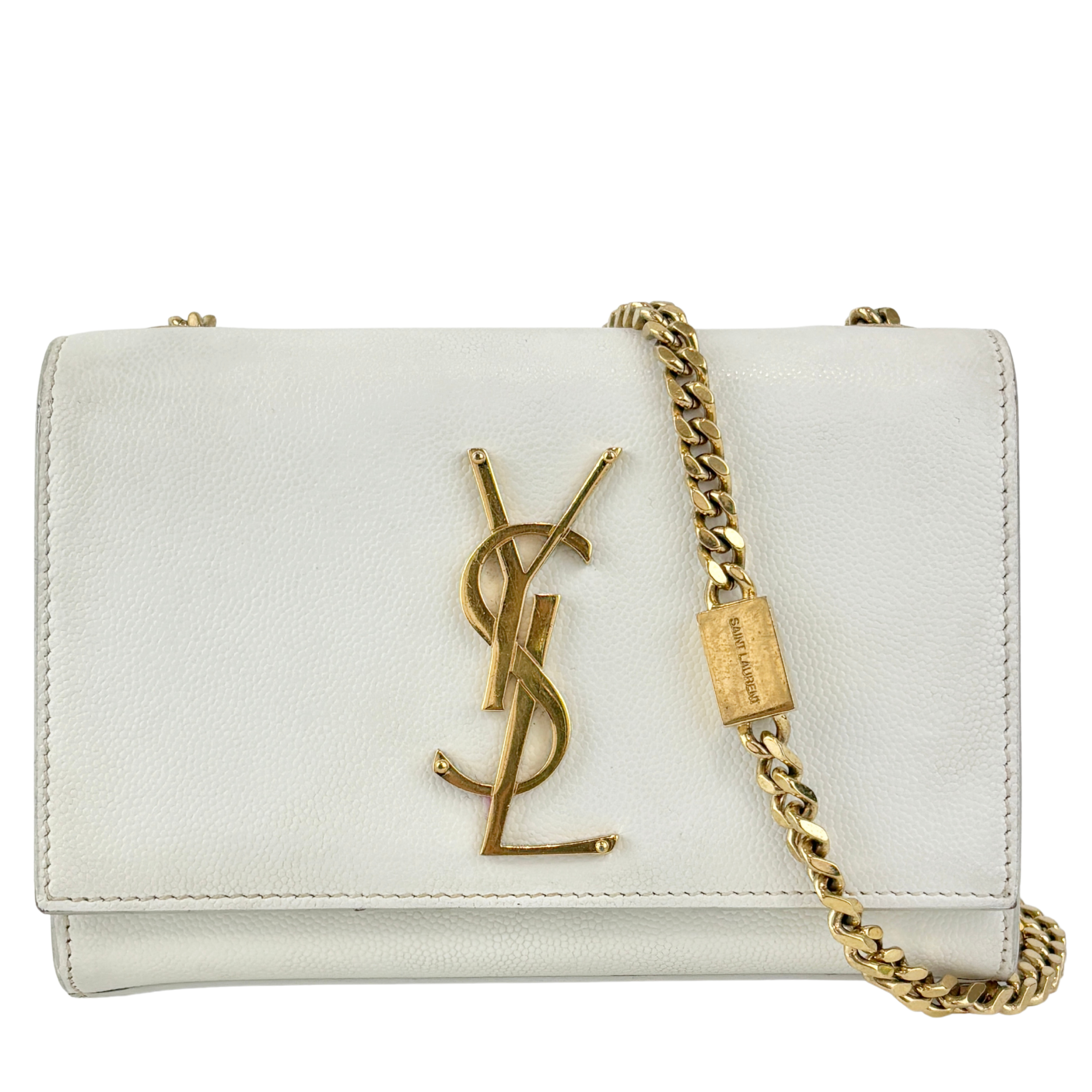 Kate Small in Grain de Poudre Embossed-Leather in White GHW