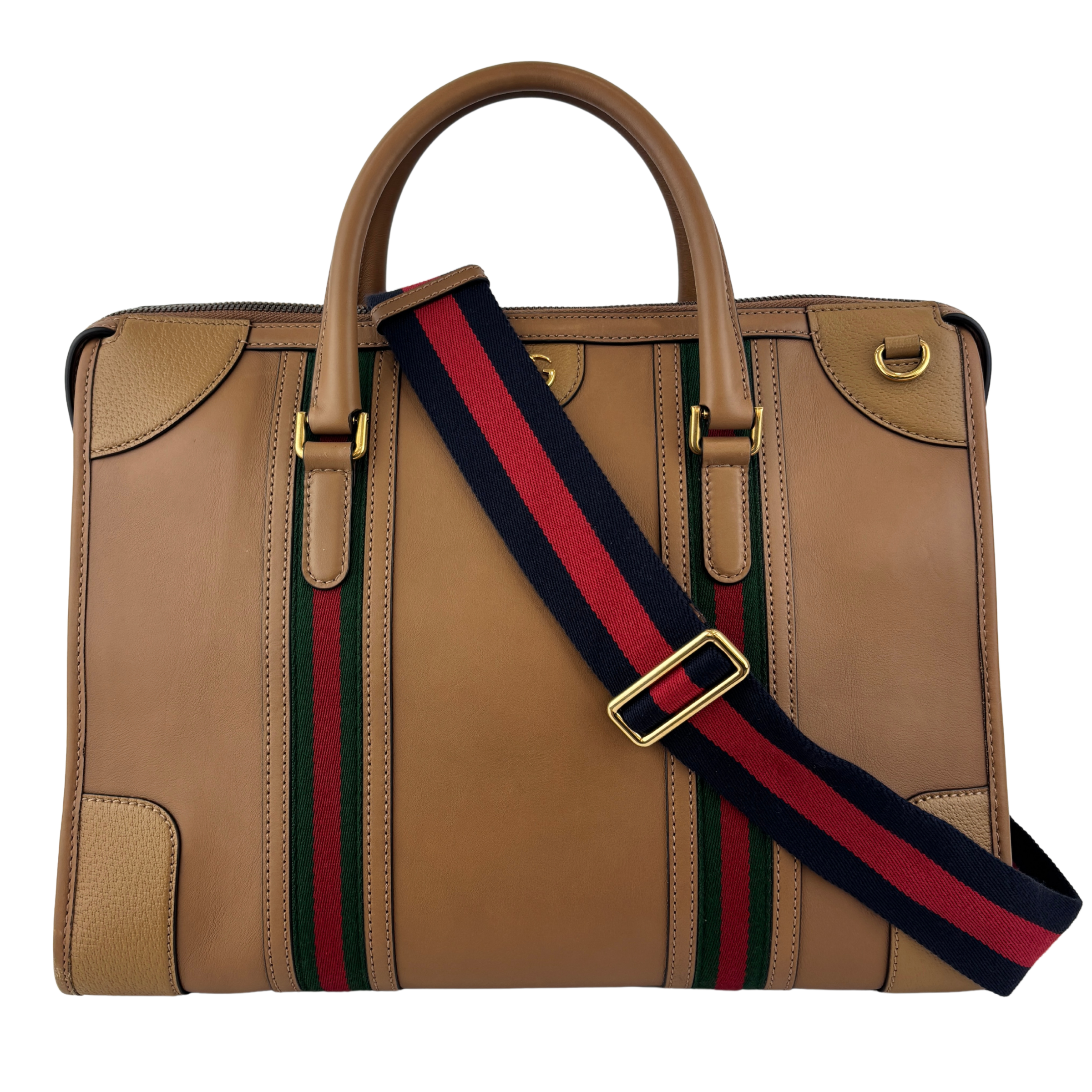 715671 Koi Calfskin Large GG Jacquard/Canvas Bauletto Duffle Bag