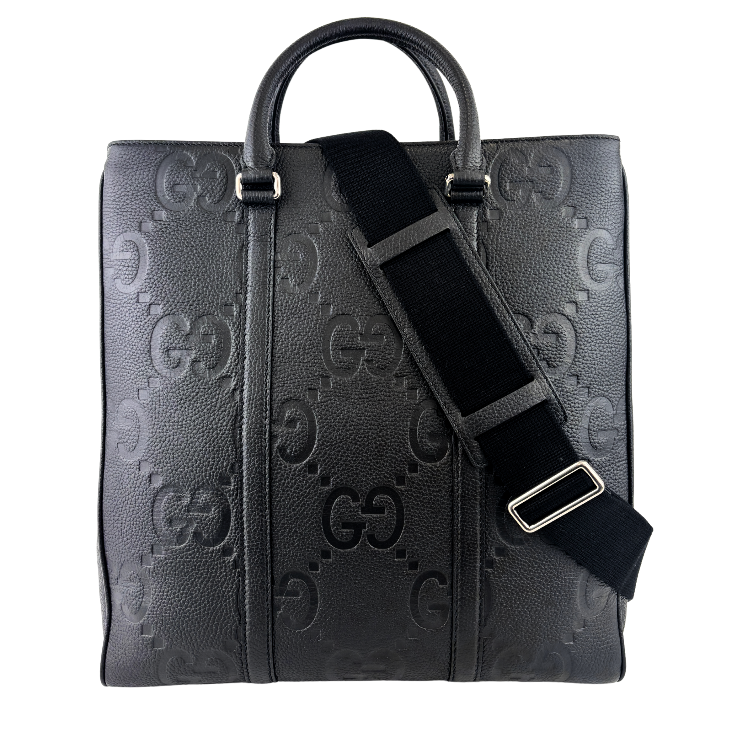 Medium Jumbo GG Leather Tote Bag in Black