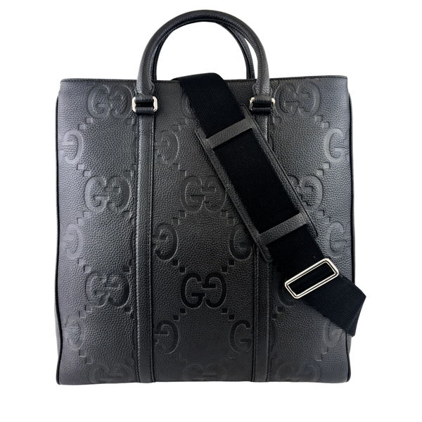 Medium Jumbo GG Leather Tote Bag in Black