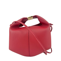 Beri Red Grained Calfskin Leather Bag