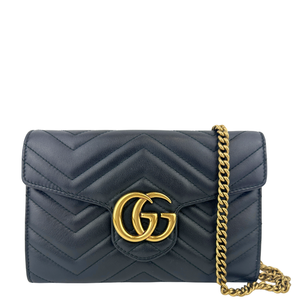 443122 GG Marmont Black Wallet on Chain