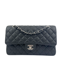 Medium Classic Double Flap Black Caviar SHW