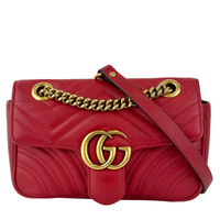 Small GG Marmont Matelasse Leather Crossbody Bag in Red