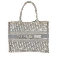 Medium Dior Book Tote Ecru and Gray Dior Oblique Embroidery