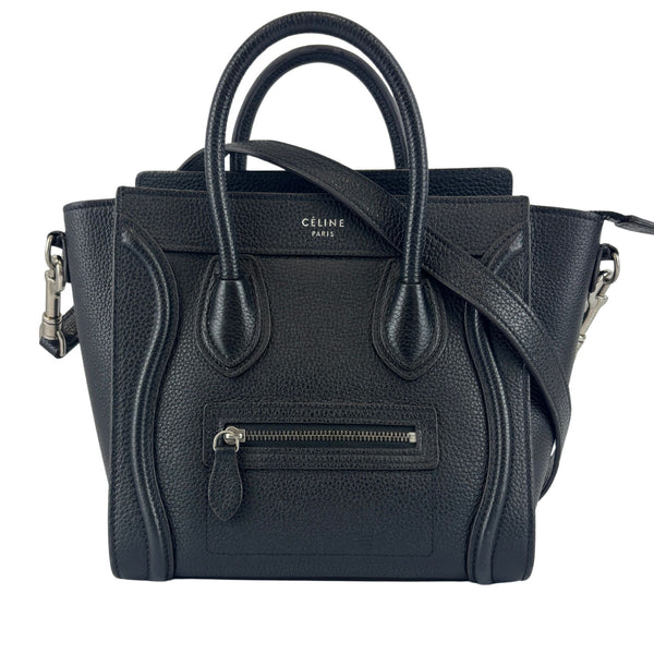 Nano Luggage Tote Black Pebbled Calfskin