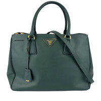 BN2274 Saffiano Medium Galleria Double Zip Tote Emerald Green GHW