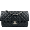 Medium Classic Double Flap Black Lambskin SHW