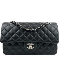 Medium Classic Double Flap Black Lambskin SHW