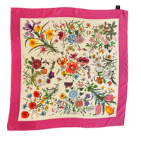 Fuchsia Flora Printed Silk Twill Carré