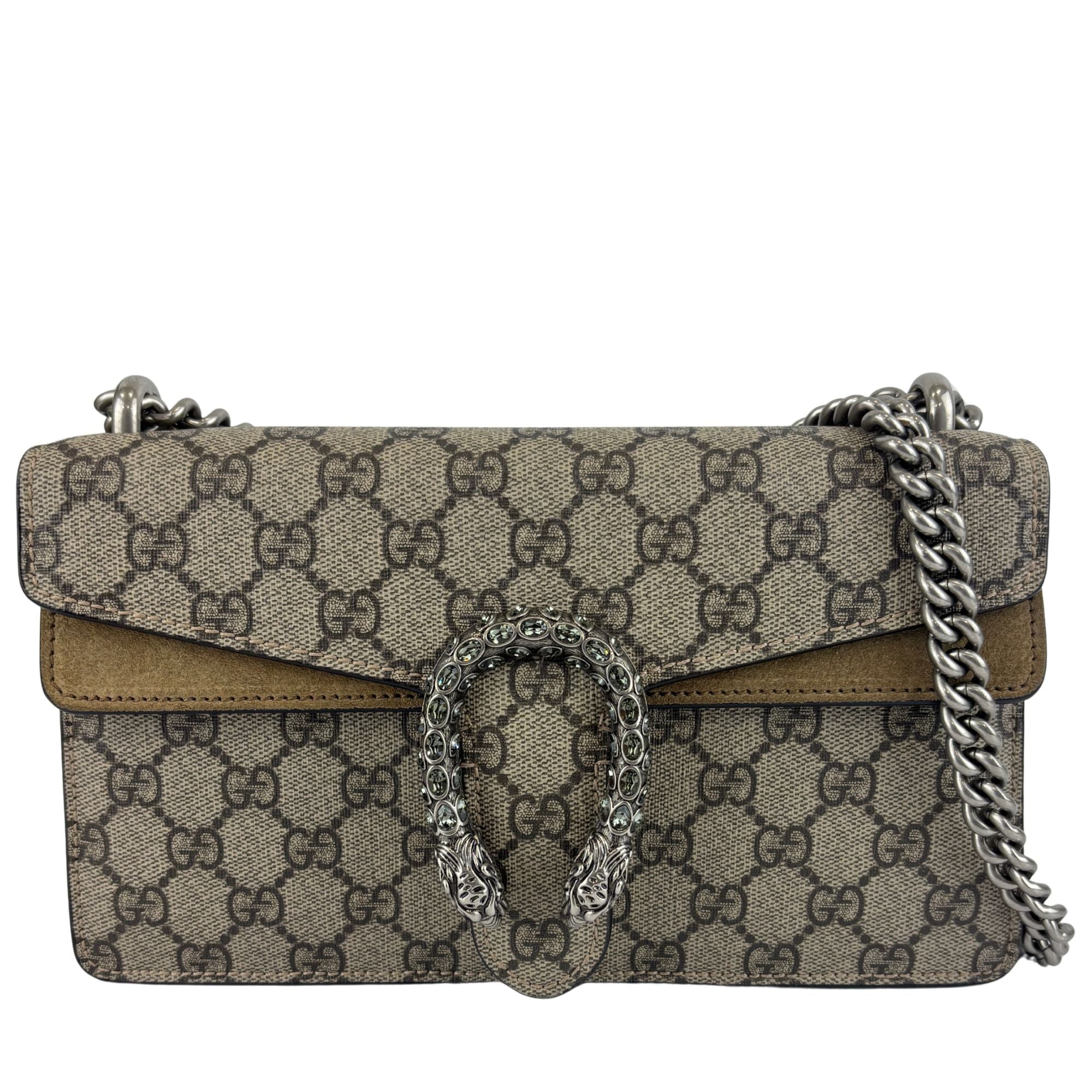 Dionysus Small GG Coated Canvas Crystal Embellished Metal Shoulder Bag