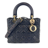 Medium Lady Dior Black Cannage Quilted Lambskin GHW