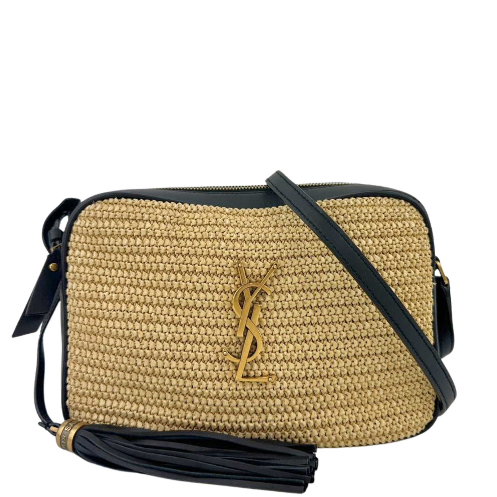 Lou Woven Raffia Camera Bag