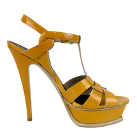 Tribute Patent Leather Platform Sandals Yellow / Beige Size 37.5