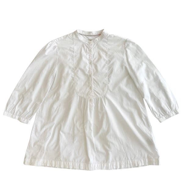 Brit White 100% Poplin Cotton Round Collar Tunic Blouse