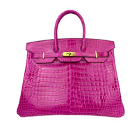 Birkin 35 in Rose Sheherazade Shiny Porosus Crocodile GHW (Cash Price in Description)