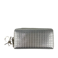 Silver Patent Microcannage Lady Dior Voyageur Wallet