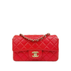 Classic Mini Rectangular Flap in Red Lambskin GHW