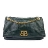 Monaco Medium Chain in Green Croc-Embossed Shoulder Bag