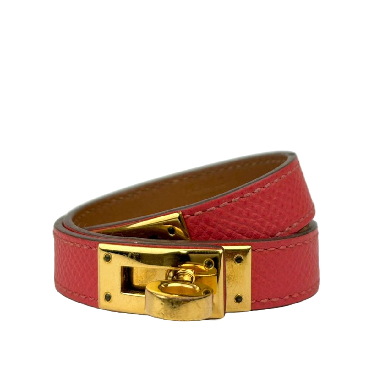 Kelly Double Tour Bracelet in Rose Jaipur Epsom GHW – Glampot