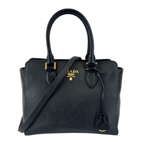Prada 1BA113 Baltico Saffiano and Soft Calfskin Leather Small Top Handle Crossbody Bag
