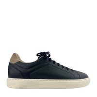 Black Calfskin Leather Low-Top Sneakers Size 42