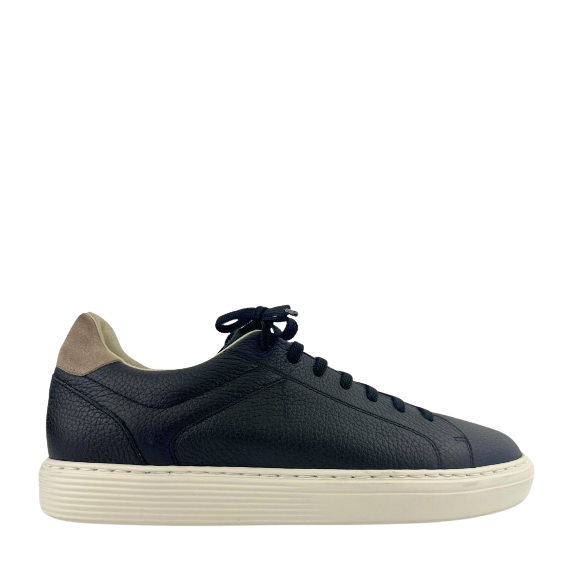 Black Calfskin Leather Low-Top Sneakers Size 42