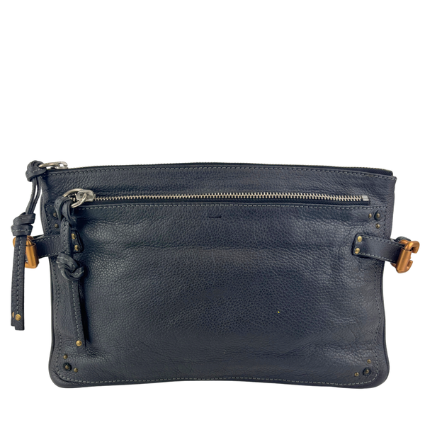 Betty Flat Zipper Clutch Dark Grey