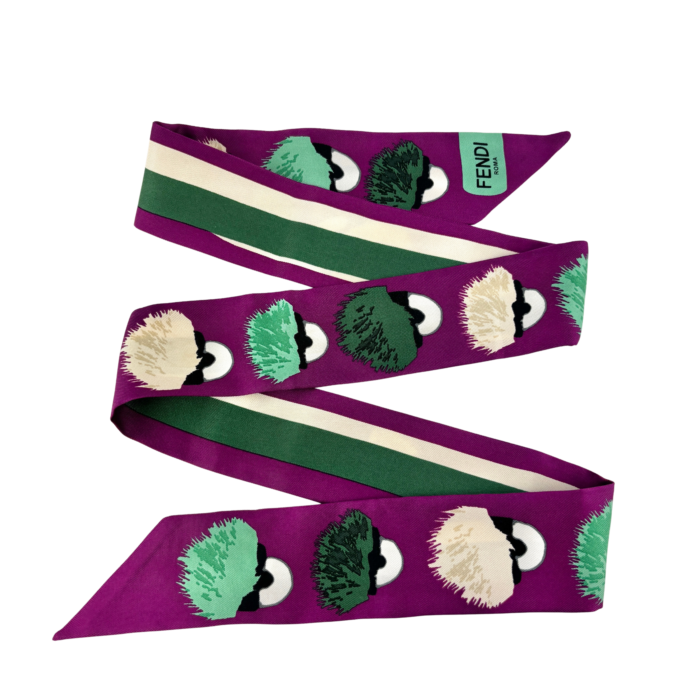 Purple/Green Printed Monster Twilly - Glampot