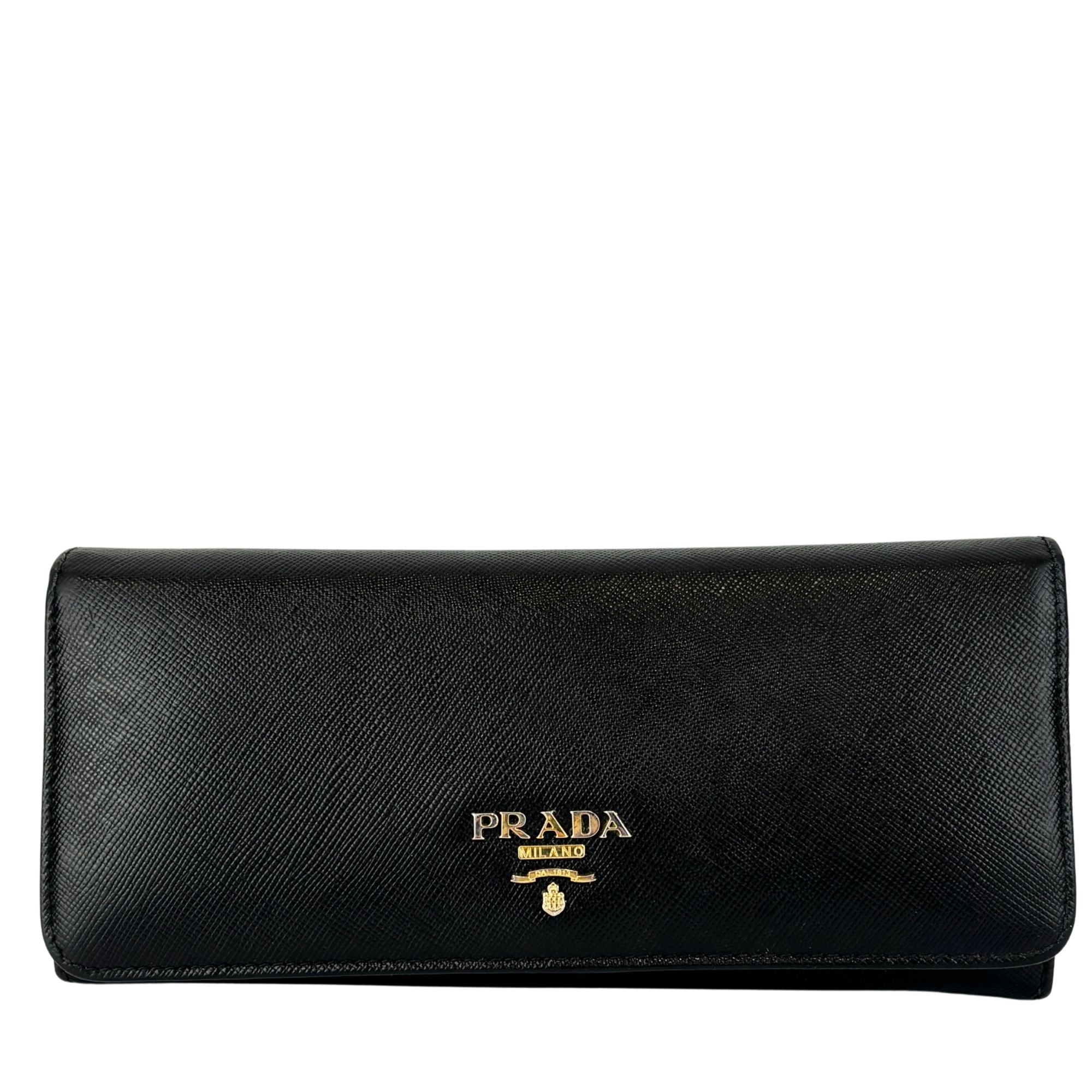 1M1132 Black Saffiano Metal Leather Continental Wallet