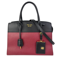 1BA046 Esplanade Satchel Red/Black Saffiano and City Calf Leather