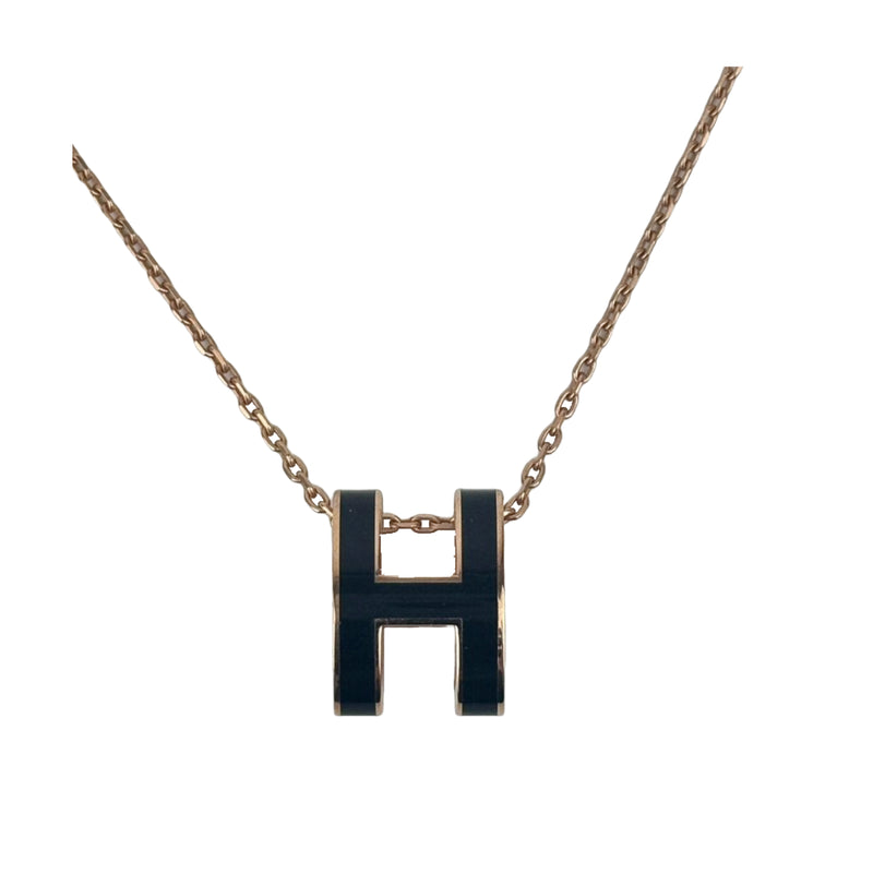 Hermes Pop H Necklace in Noir RGHW