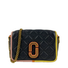 Black Colourblock Grained Calfskin Quilted Double Stitched The Status Flap Crossbody