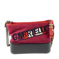 Gabrielle Quilted Bag in Red Canvas and Leather