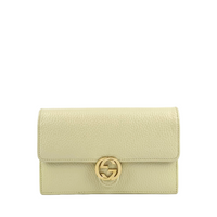 615523 Icon GG Interlocking Wallet on Chain in White