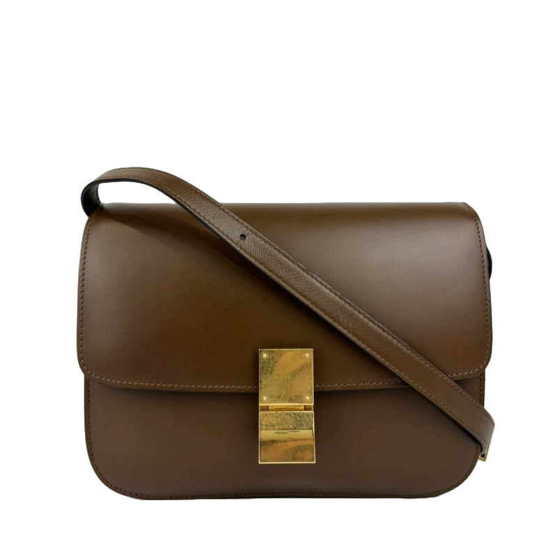 Classic Box Bag Brown Smooth Leather