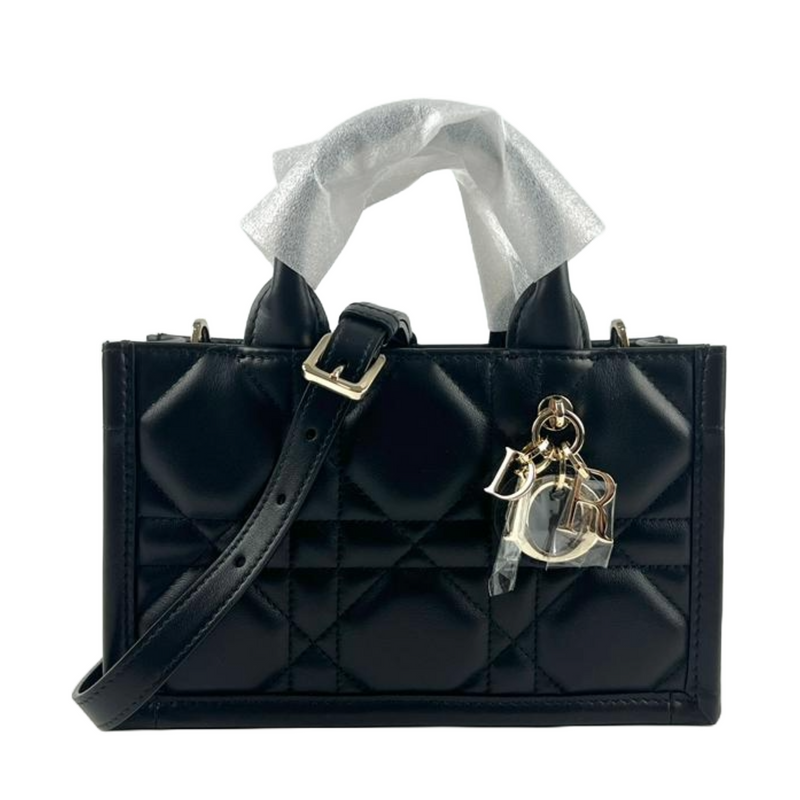 Mini Dior Book Tote Black Macrocannage Calfskin