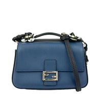 Double Micro Baguette Bag in Black/Roman Blue Flowerland Leather&nbsp;