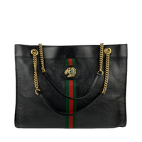 Black Leather Large Rajah Tote Bag