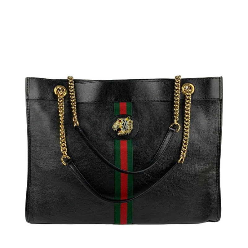 Black Leather Large Rajah Tote Bag