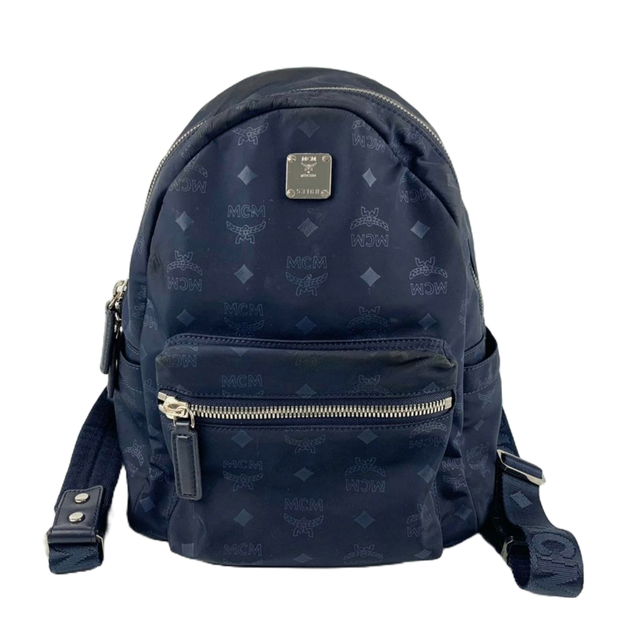Small Dieter Teardrop Visetos Navy Blue Nylon Backpack Glampot
