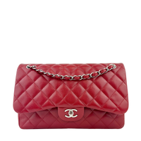 Classic Jumbo Red Caviar Double Flap Bag SHW