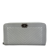 Boy Silver Chevron Quilted Zip Around Wallet RHW