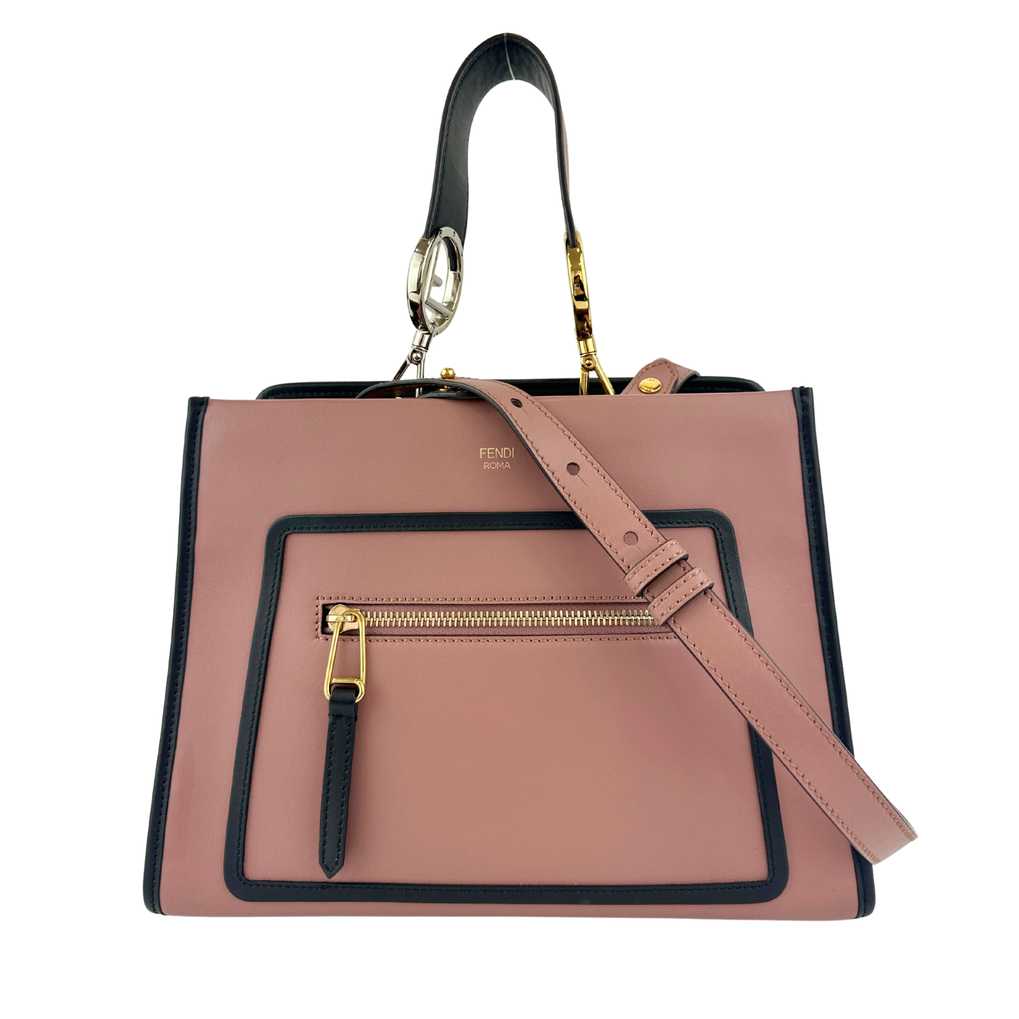 8BH344 Runaway Small Bicolor Pink / Black Calfskin Leather Bag