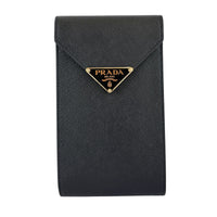 1BP050 Saffiano Lux Black Top Handle Chain Strap Mini Bag